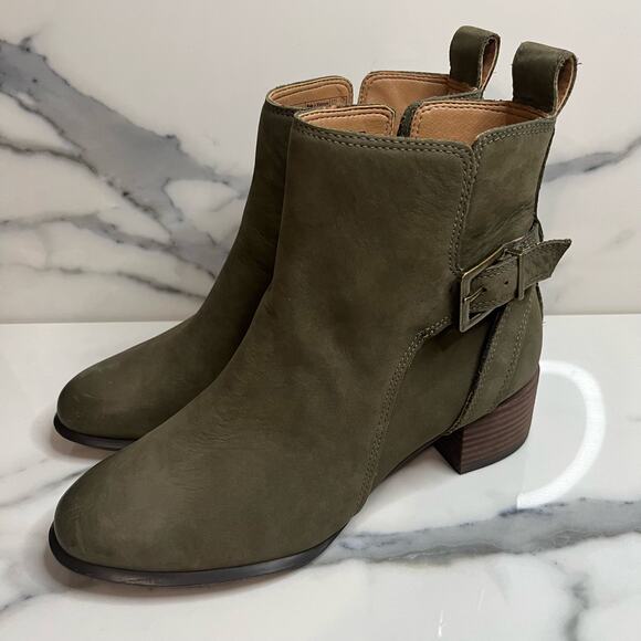Vionic | Women's Olive Nubuck Leather Comfort Waterproof Ankle Sienna Boots Sz 5 - Picture 4 of 8